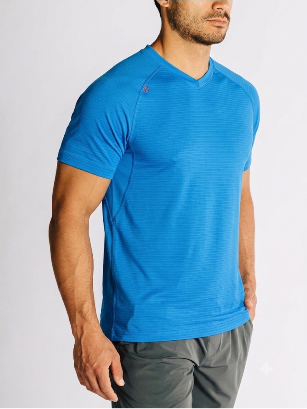 RHONE Sentry men's short sleeve V-neck tee in Blue